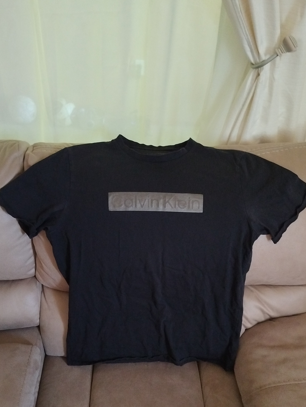 Calvin Klein Black Crewneck T-Shirt with Tone-on-Tone Logo
